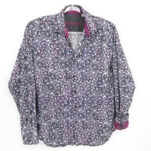 Robert Graham Shirt Mens M‎ Purple Geometric Abrstract Preppy Flip Cuff Casual